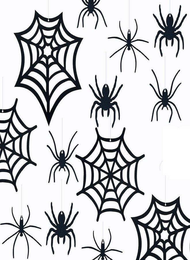 Incrizma 33 PCS Holloween Hanging Spider DecorationsSpider Ornament Black Felt Spider Web HalloweenDecorations for House Decorations(Spider with Web) - Image 1